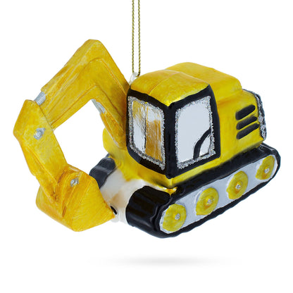 Tracks Excavator Glass Christmas Ornament