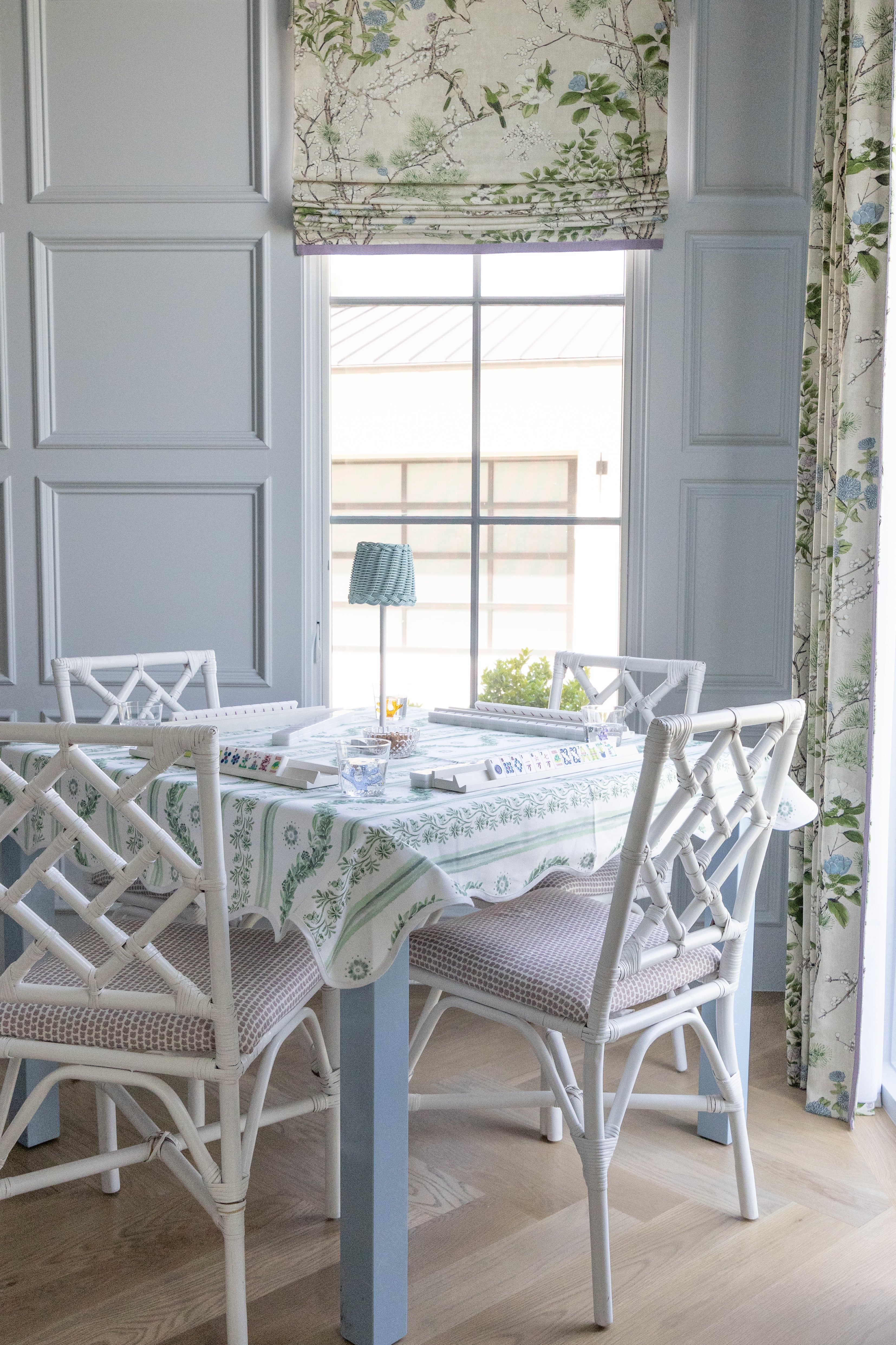 Scalloped Square Table Topper | Boxwood Garden - Sage