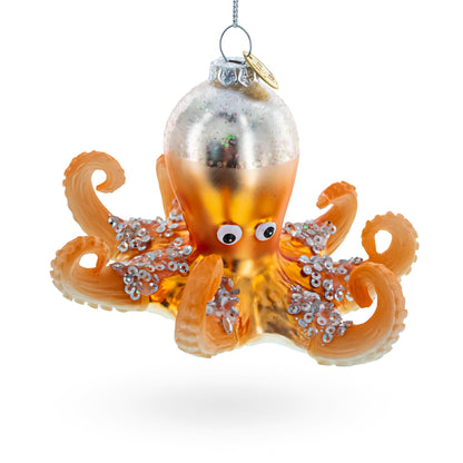 Octopus Glass Christmas Ornament
