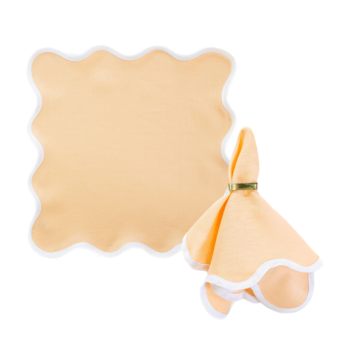 Linen Scalloped Square | Poppy Peach