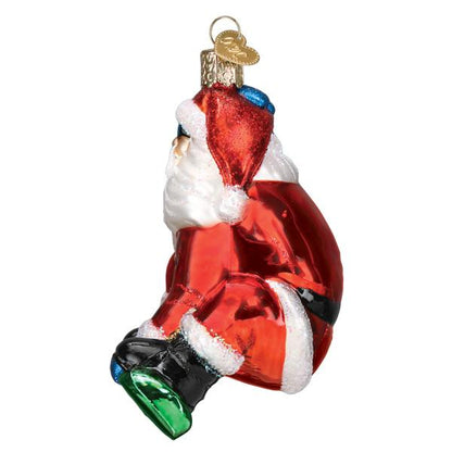 Snowboarding Santa Ornament