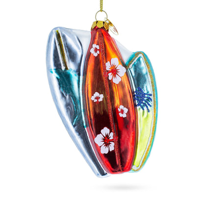 Surfing Boards Glass Christmas Ornament