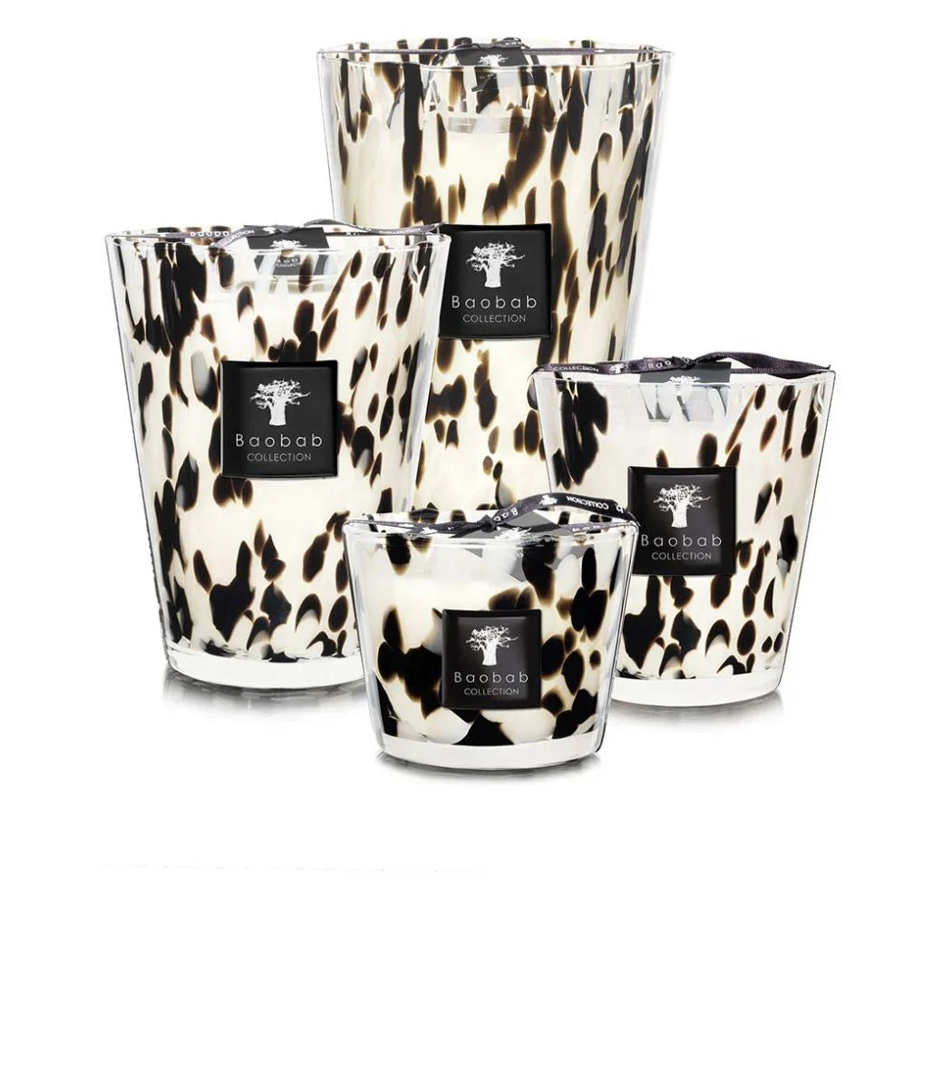 Baobab Collection candle set in stylish animal print glass design, featuring various sizes for elegant home decor.
