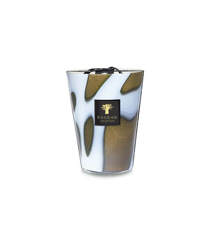 Baobab Collection Candle Stones Agate featuring unique glass design and luxurious scent of rhubarb, acai berry, and peony.