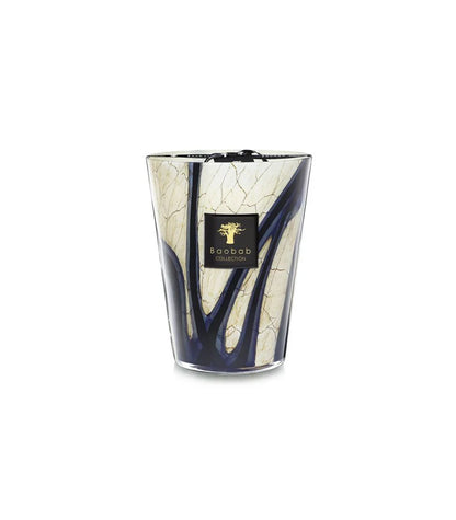 Baobab Collection Candle Stones Lazuli, elegant marbled glass, sea salt and musk fragrance, timeless sophistication.