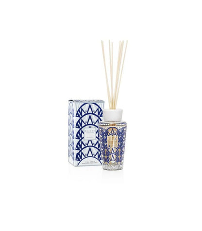 Baobab Collection My First Baobab Manhattan diffuser with blue and platinum design, featuring cypress and lavender fragrance.