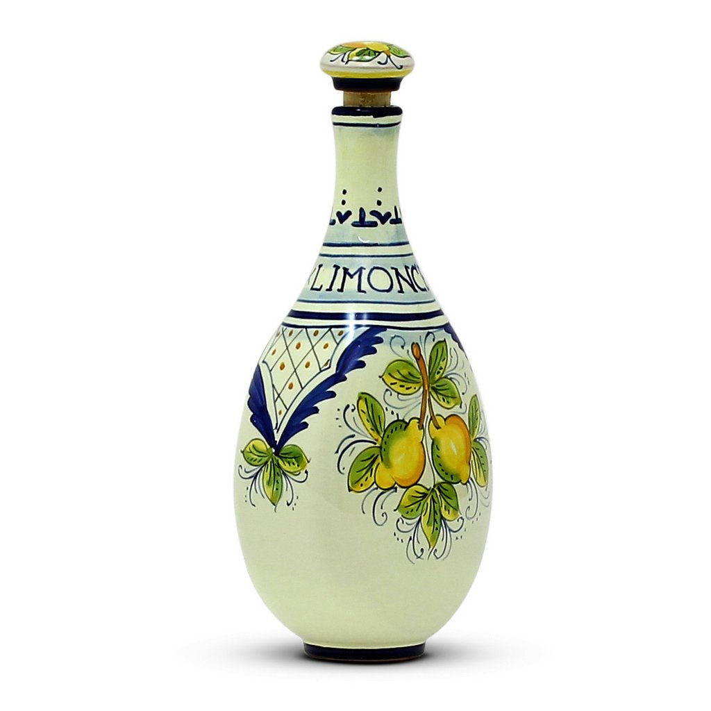 LIMONCELLO: Bottle for Limoncello with Stopper Blue design (Limoncello liquor not included)