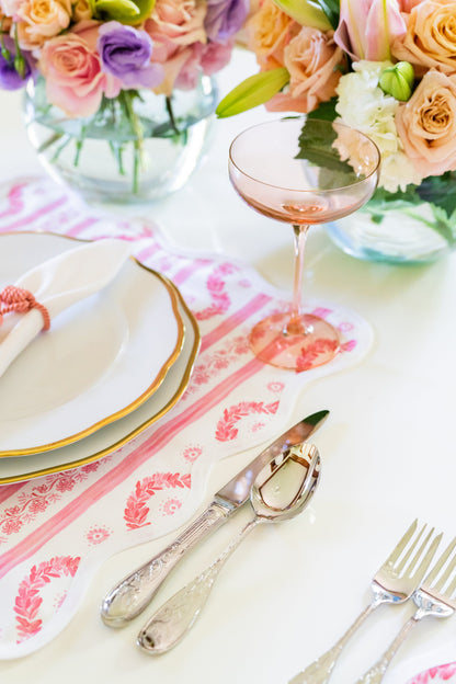 Square Scalloped Placemat | Boxwood Garden - Rose