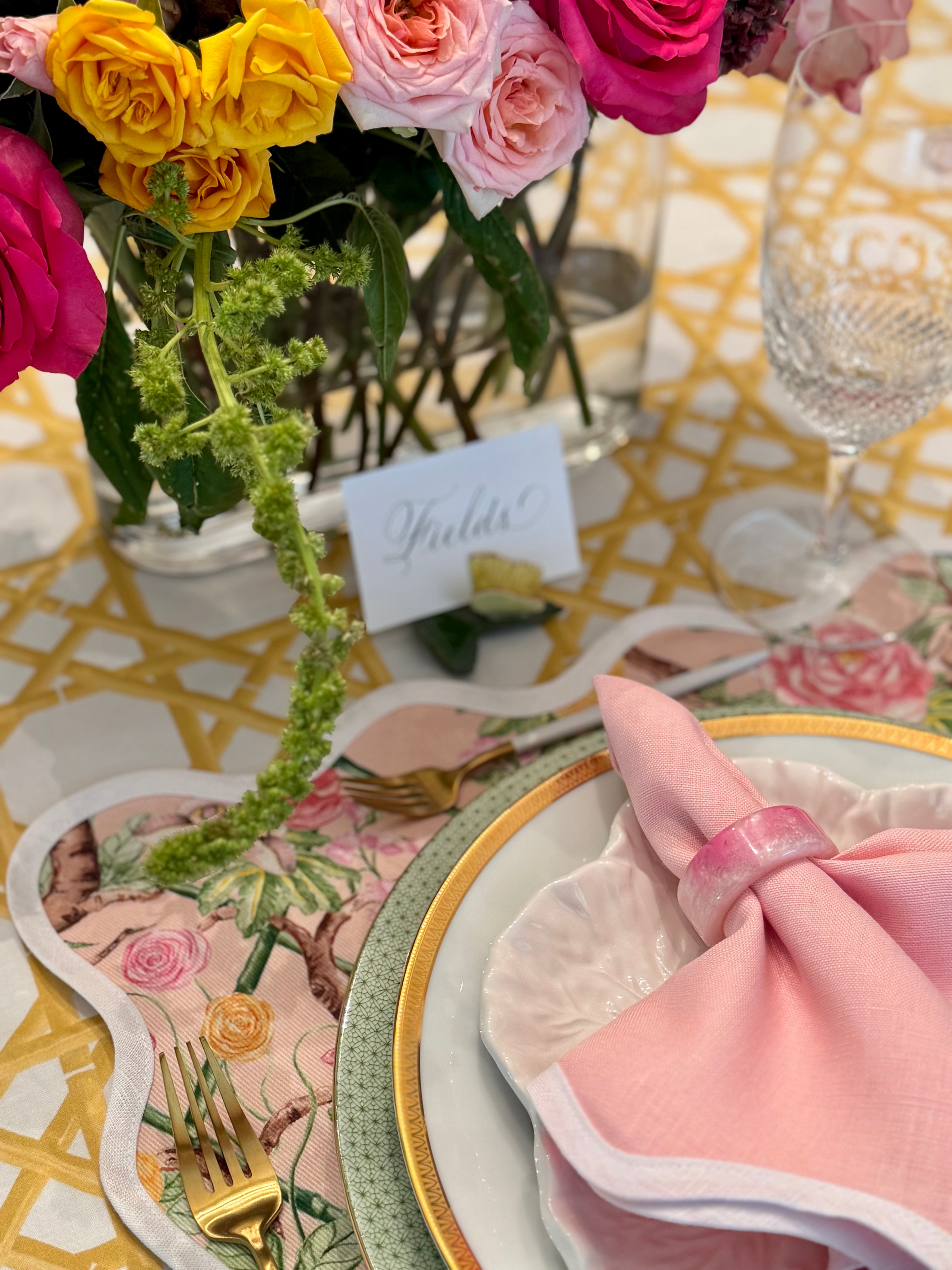 Square Scalloped Placemat | Climbing Roses - Blush