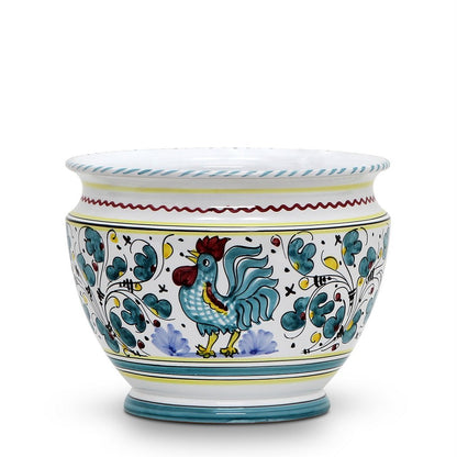 ORVIETO GREEN ROOSTER: Luxury Cachepot Planter SM