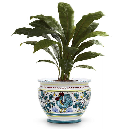 ORVIETO GREEN ROOSTER: Luxury Cachepot Planter SM