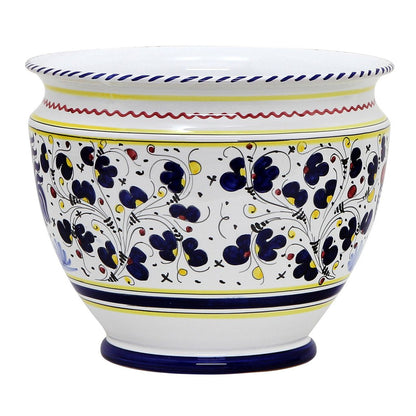 ORVIETO BLUE ROOSTER: Luxury Cachepot Planter Large