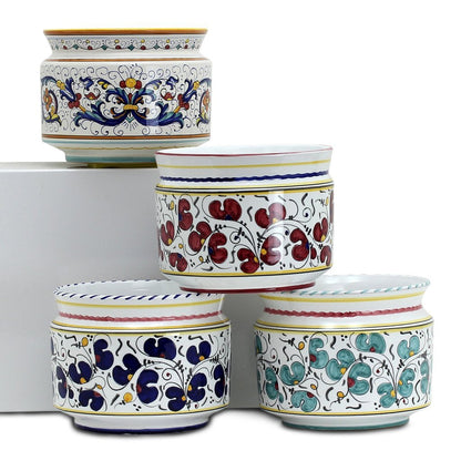 ORVIETO GREEN ROOSTER: Cylindrical Cover Pot - Cachepot Planter (Small)