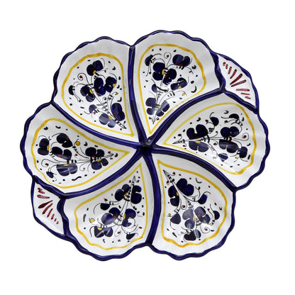 ORVIETO BLUE ROOSTER: Snack Tray Fiore/Shell - Six Compartments