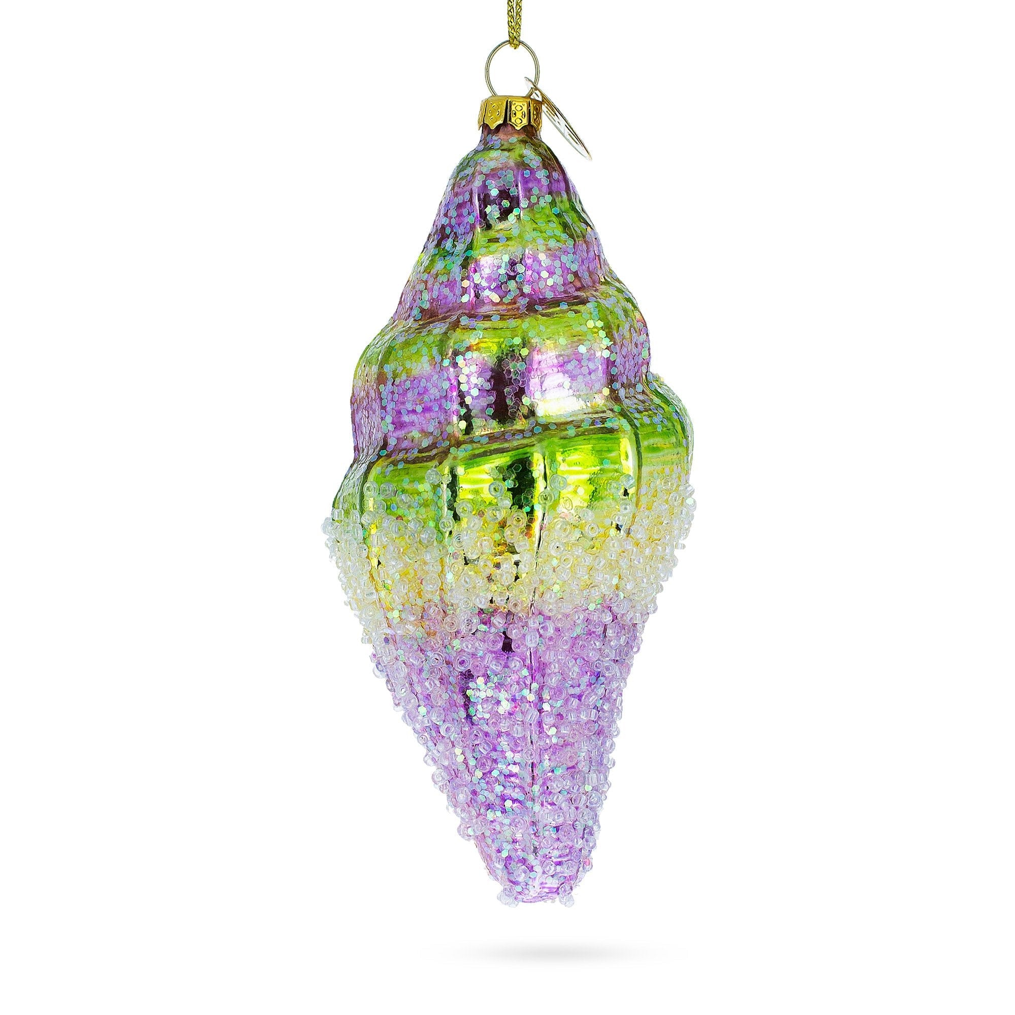 Sea Snail with Colorful Beads Glass Christmas Ornament