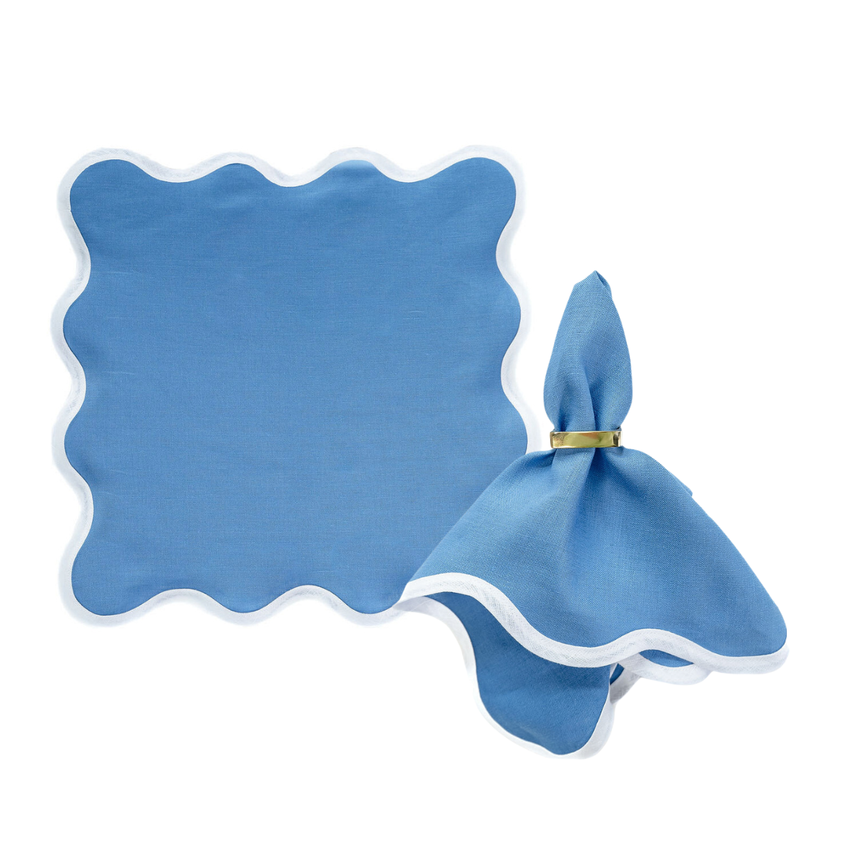 Linen Scalloped Square | French Blue
