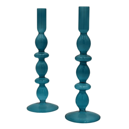 Azure Blue Candle Holder - Pair Ro'Table