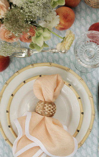 Linen Scalloped Square | Poppy Peach