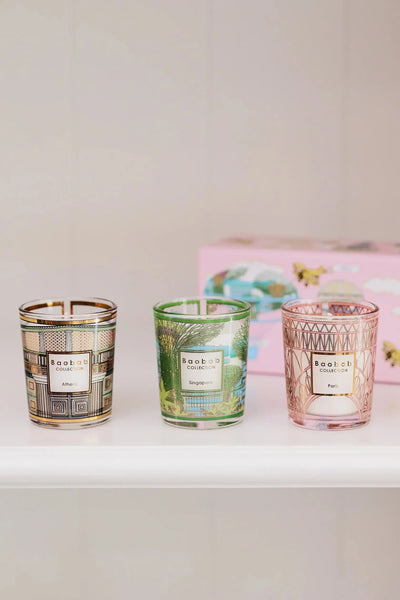 Baobab Collection - Trio Travel Candles Singapore Athens Paris   