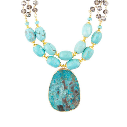 Baron Blue Turquoise Magnesite Pendant Statement Necklace Barse Jewelry