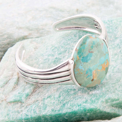 Bold Blue Turquoise and Sterling Silver Cuff Bracelet Barse Jewelry