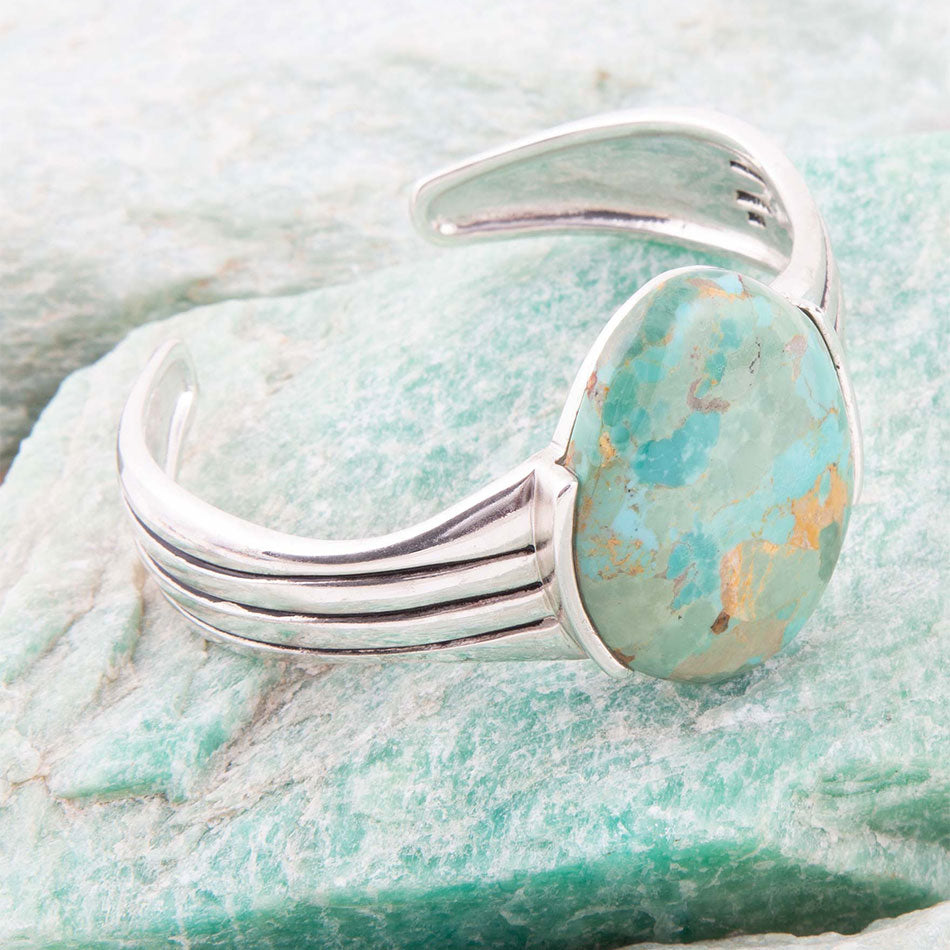 Bold Blue Turquoise and Sterling Silver Cuff Bracelet Barse Jewelry
