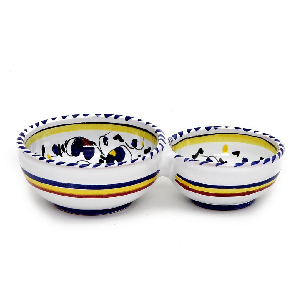 ORVIETO BLUE ROOSTER: Olive Dish Bowl - Relish and Condiments divided bowl