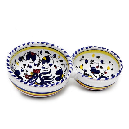 ORVIETO BLUE ROOSTER: Olive Dish Bowl - Relish and Condiments divided bowl
