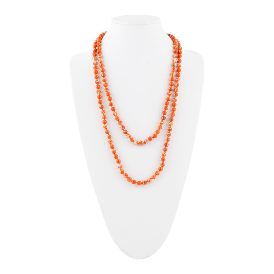 Immeasurable Bead Necklace - Polished Orange Jasper Barse Jewelry