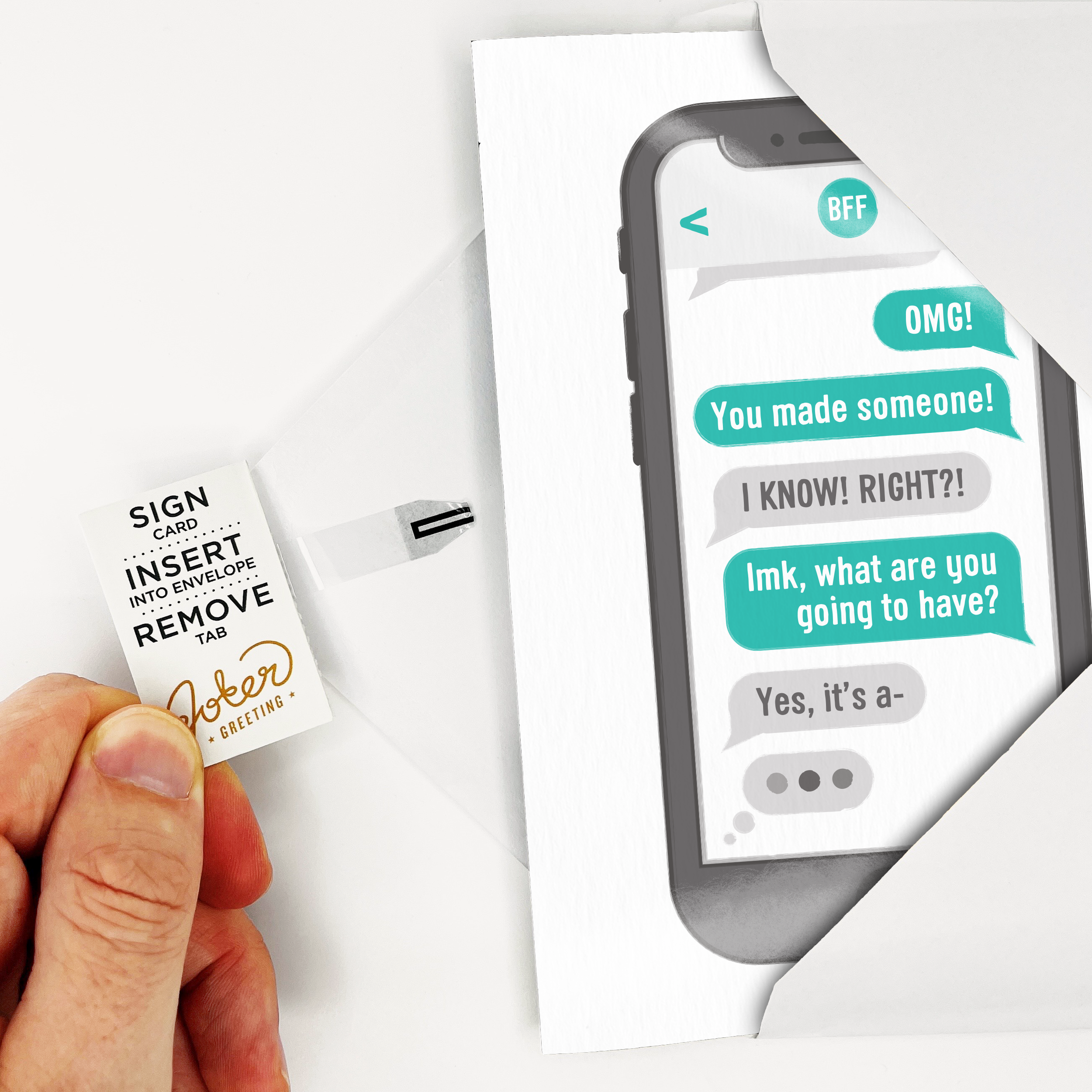 Endless Gender Reveal Card with Fake Off Button Joker Greeting