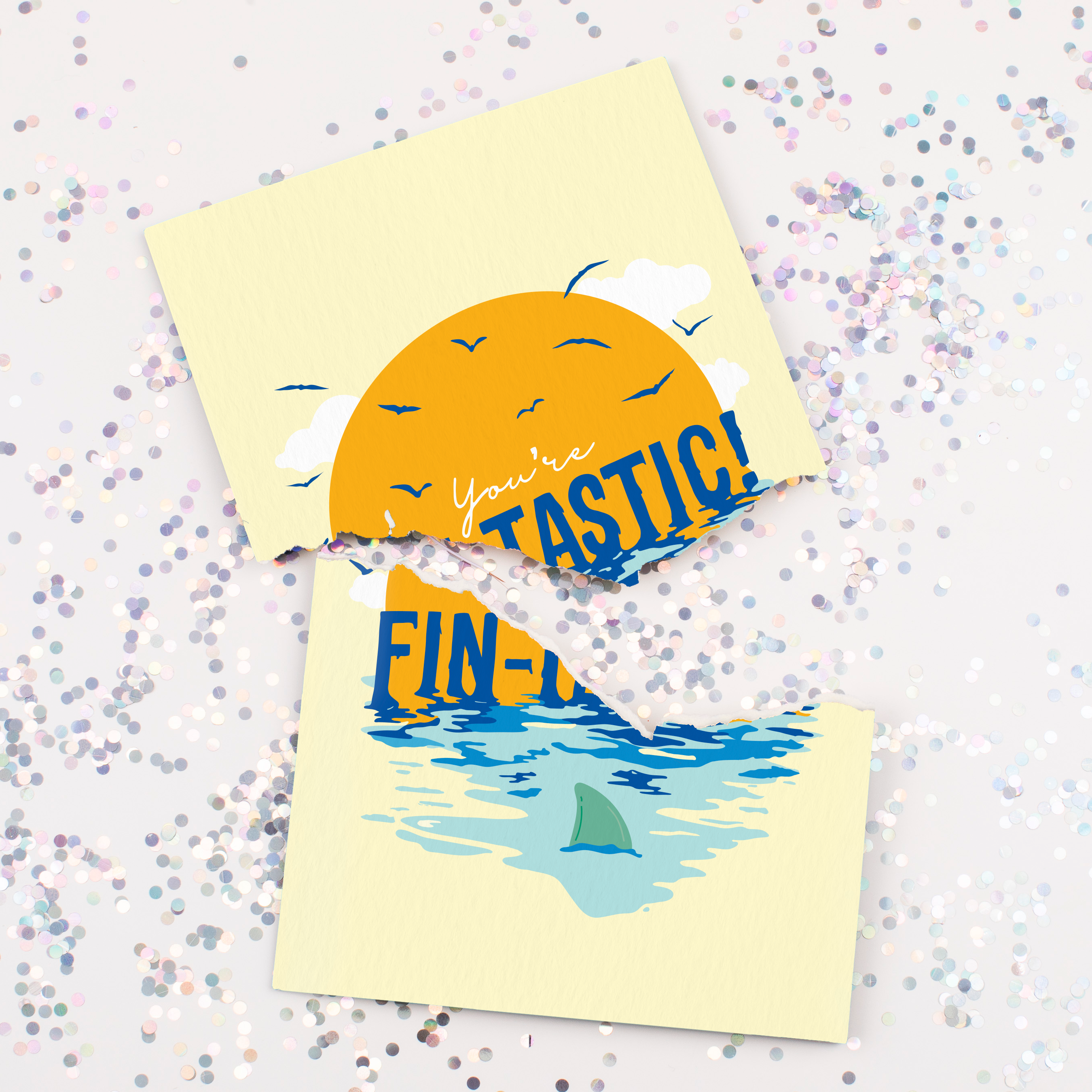 Endless Baby Shark Card With Glitter Joker Greeting