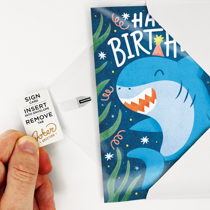 Endless Baby Shark Birthday Card with Glitter Joker Greeting