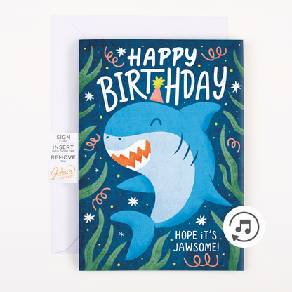 Endless Baby Shark Birthday Card with Glitter Joker Greeting
