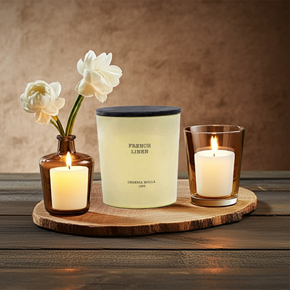 Cereria Molla - French Linen Ivory 3 wick XL Candle - 21 oz / 600 g - Coastous