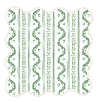 Square Scalloped Placemat | Boxwood Garden - Sage