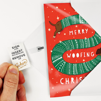 Endless Woofing Christmas Card with Glitter Joker Greeting