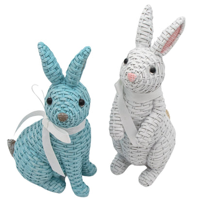 Colette and Milo Rattan Bunnies - Pair Ro'Table