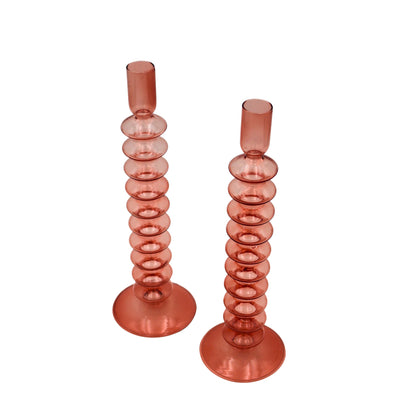 Coraline Peach Candle Holder - Pair Ro'Table