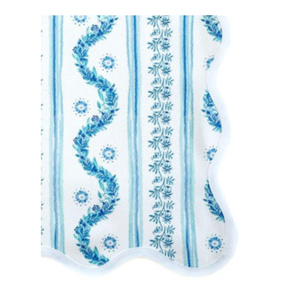 Scalloped Square Table Topper | Boxwood Garden - Delft Blue