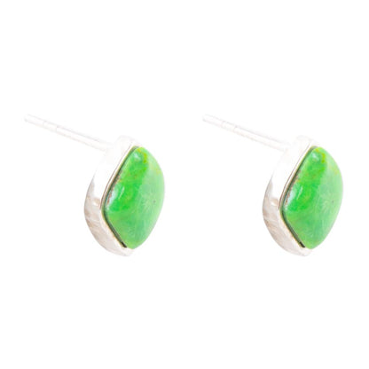 Abstract Lime Green Turquoise and Sterling Silver Stud Earrings Barse Jewelry