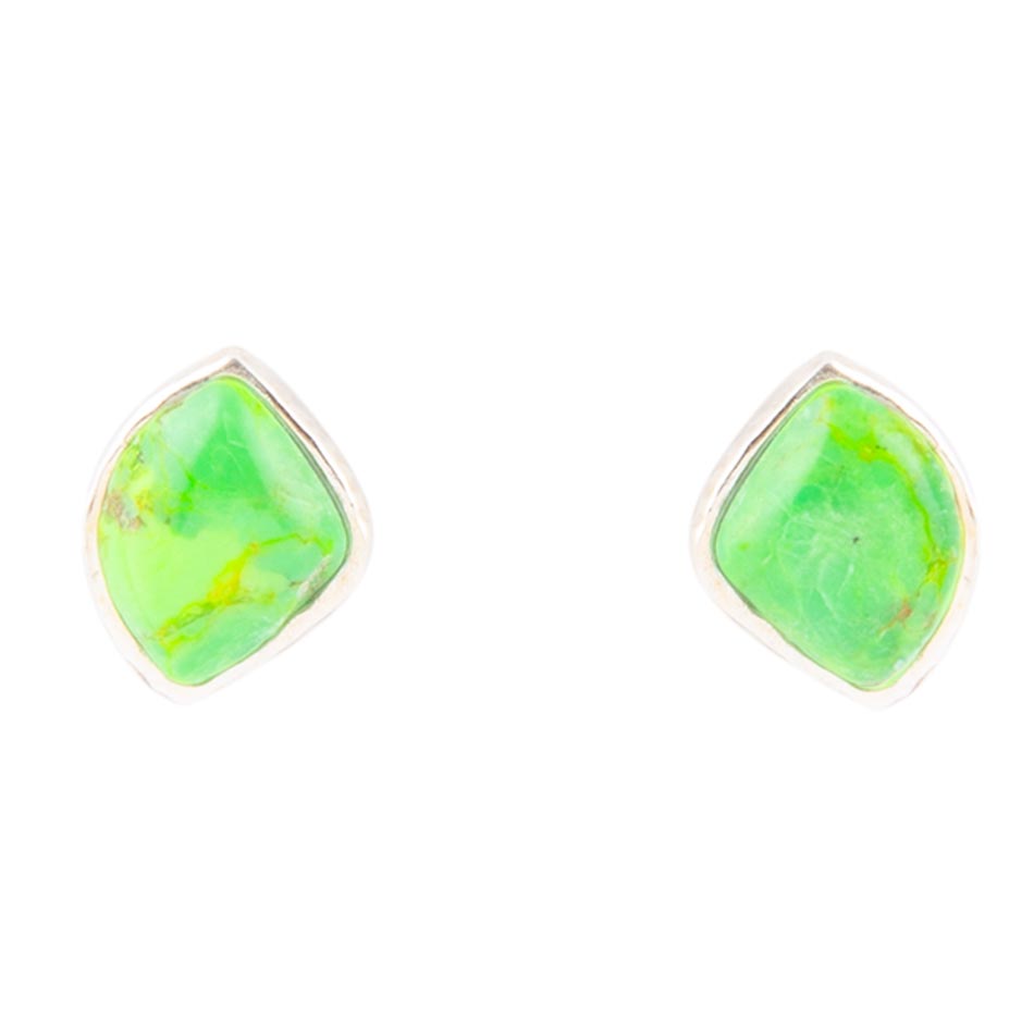 Abstract Lime Green Turquoise and Sterling Silver Stud Earrings Barse Jewelry