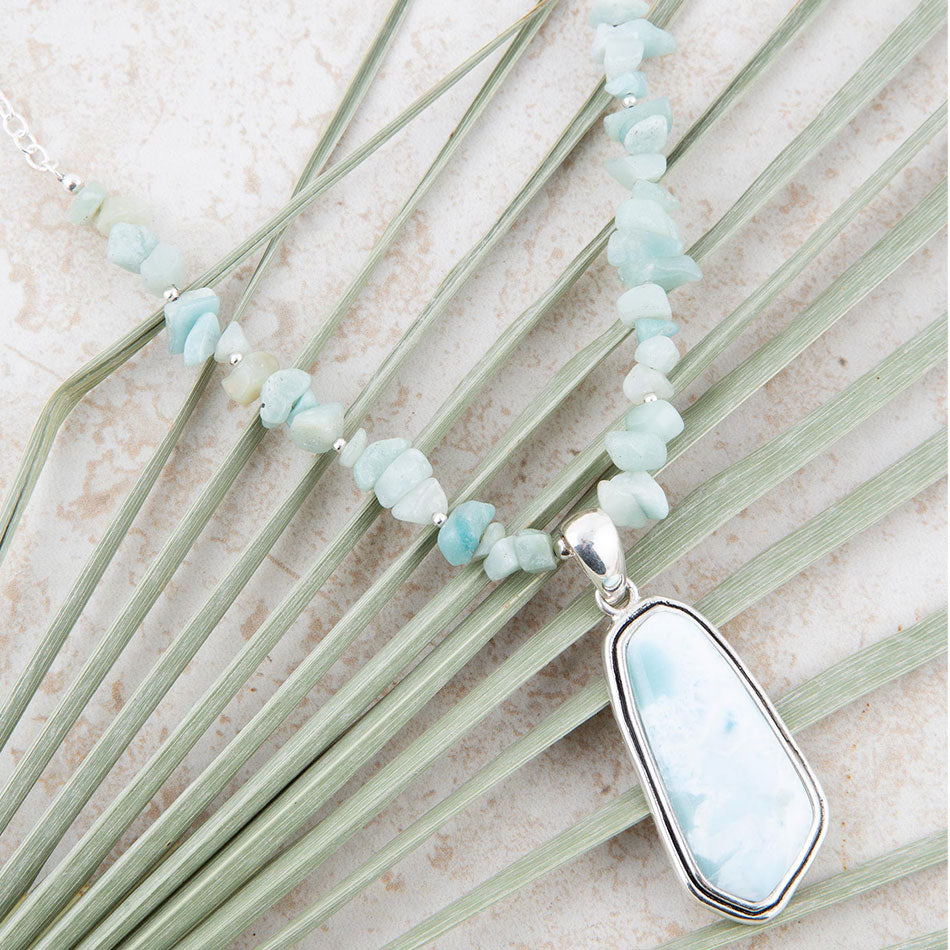 Natural Wonders Blue Larimar and Sterling Silver Necklace Barse Jewelry