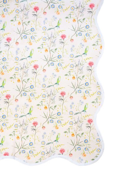 Scalloped Square Game Table Topper | Jardin de Fleurs - Pink