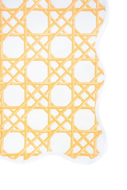 Scalloped Square Table Topper | Gold Cane