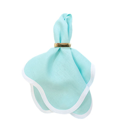 Linen Scalloped Square | Turquoise
