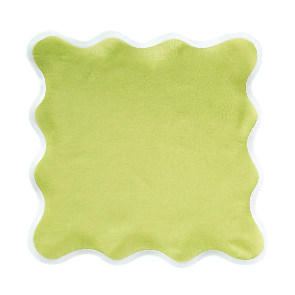 Linen Scalloped Square | Lime