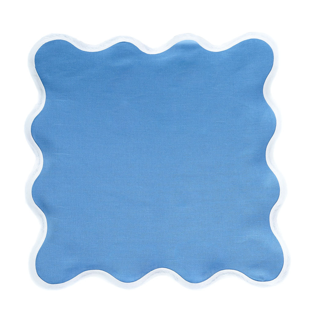 Linen Scalloped Square | French Blue