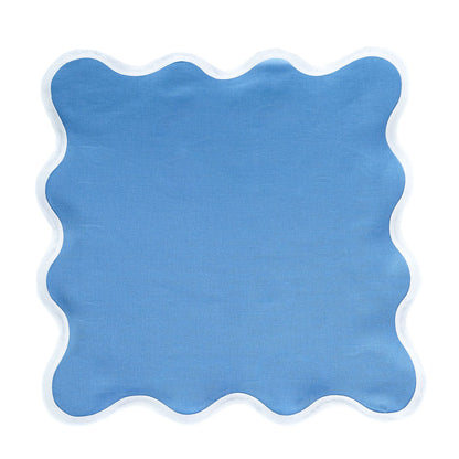 Linen Scalloped Square | French Blue