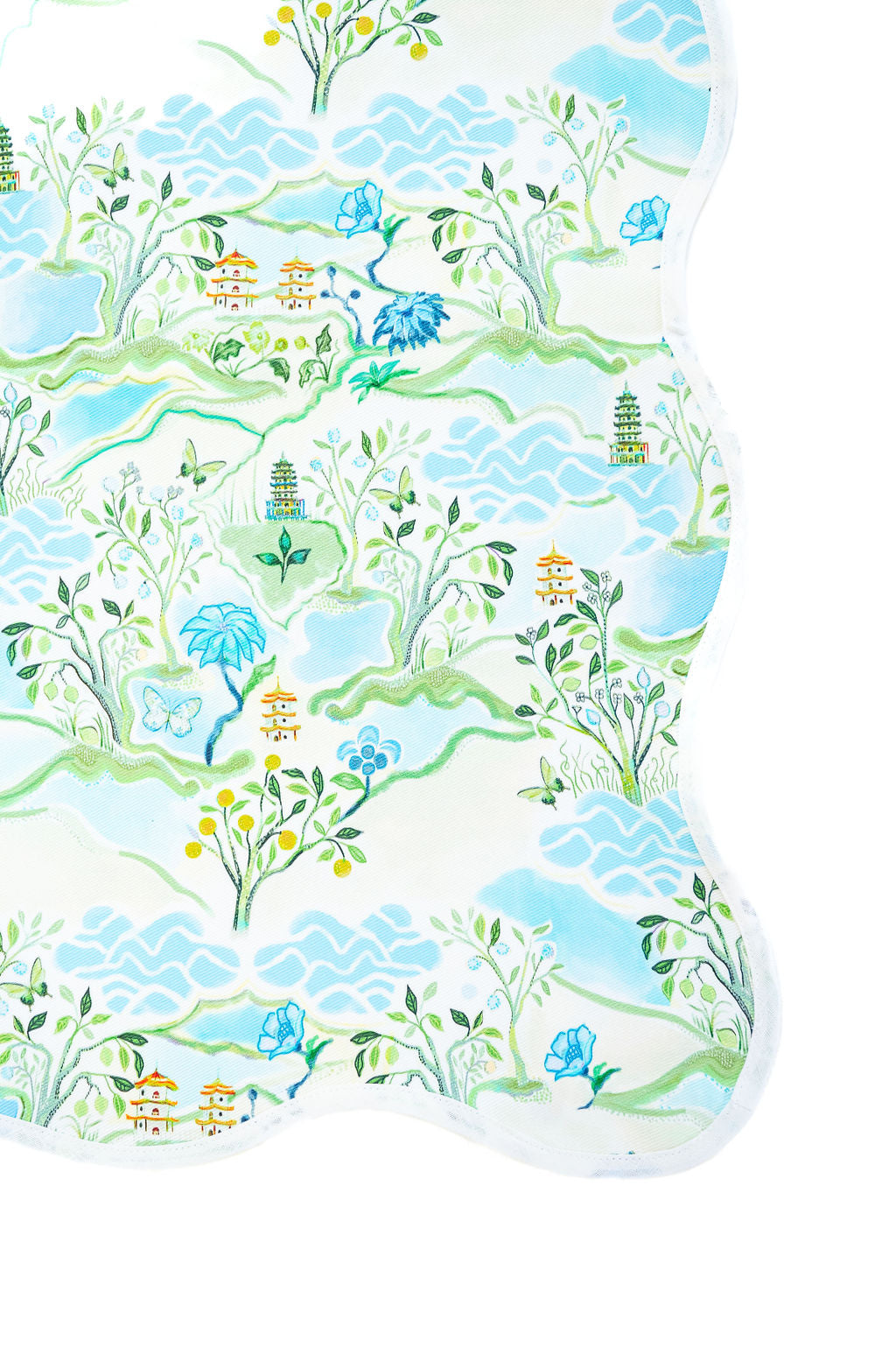 Scalloped Square Table Topper | Blue Pagoda