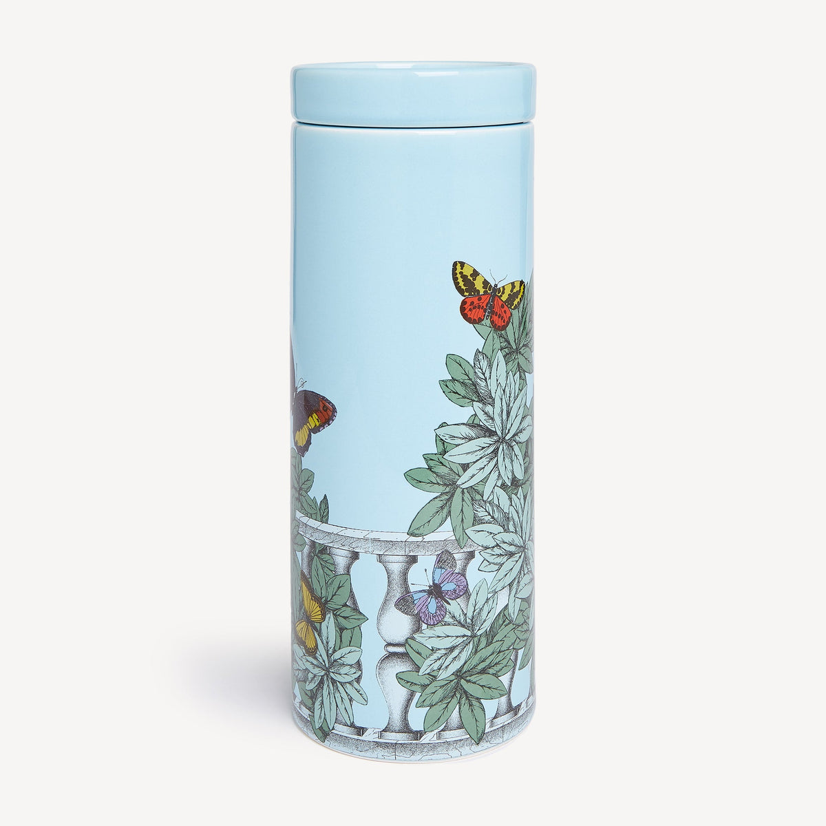 Fornasetti NEL MENTRE Tall Candle – Farfalle e Balaustra, Giardino Segreto